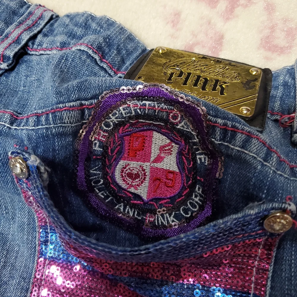 Vintage Violet and pink blue jeans